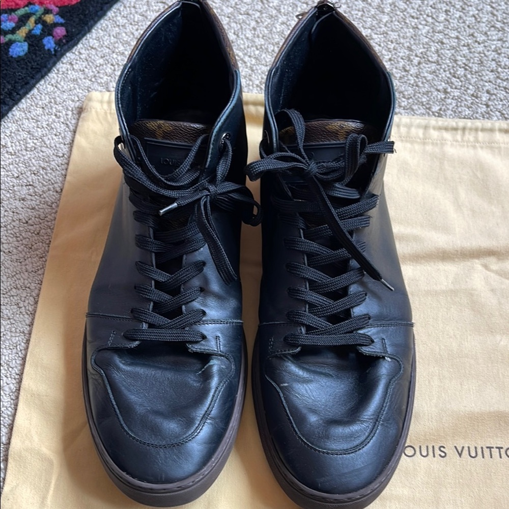 Louis Vuitton Black Sneakers Sleek Leather Design size 11 us 12